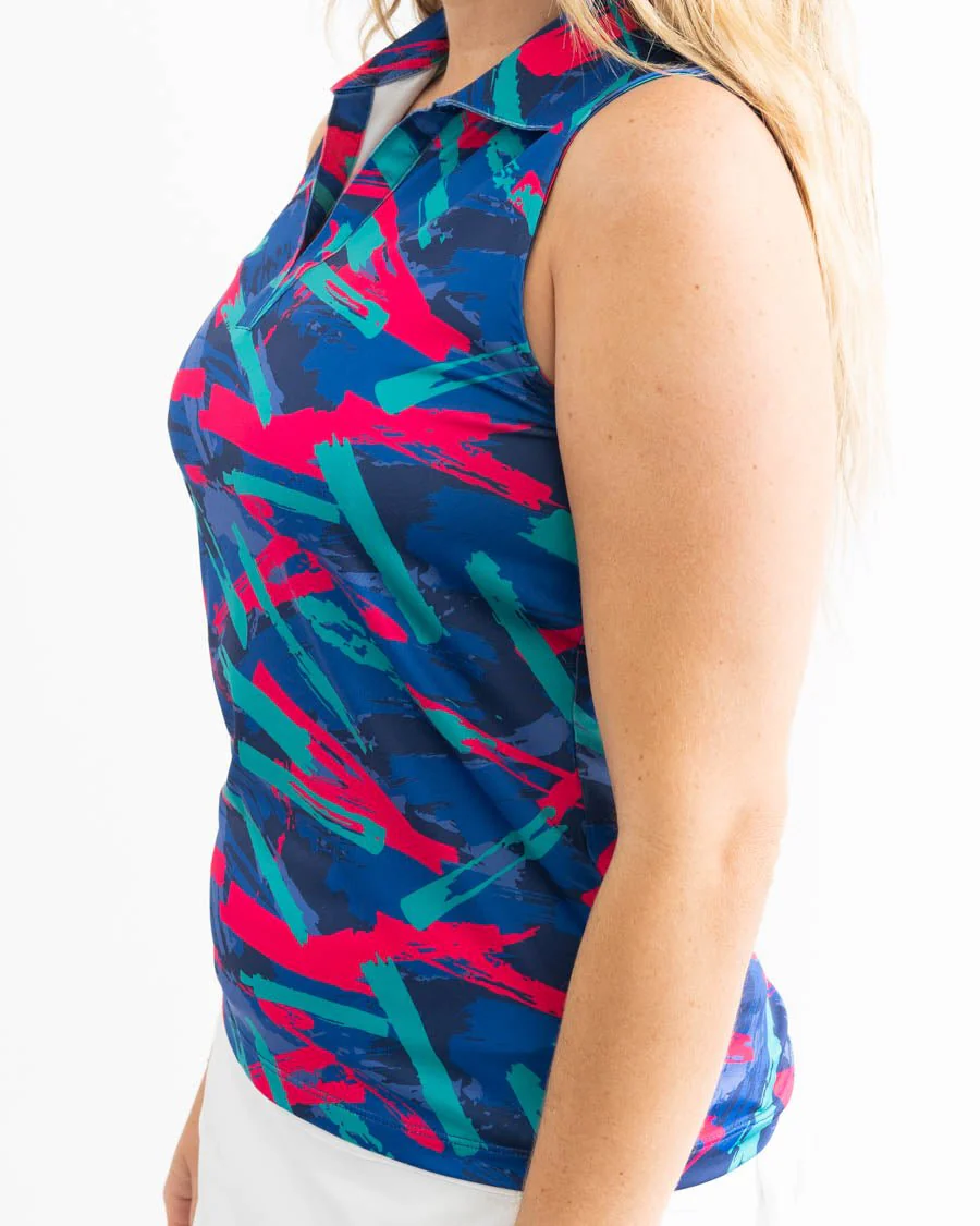 8-Track Women's Sleeveless Golf Polo - Image 3