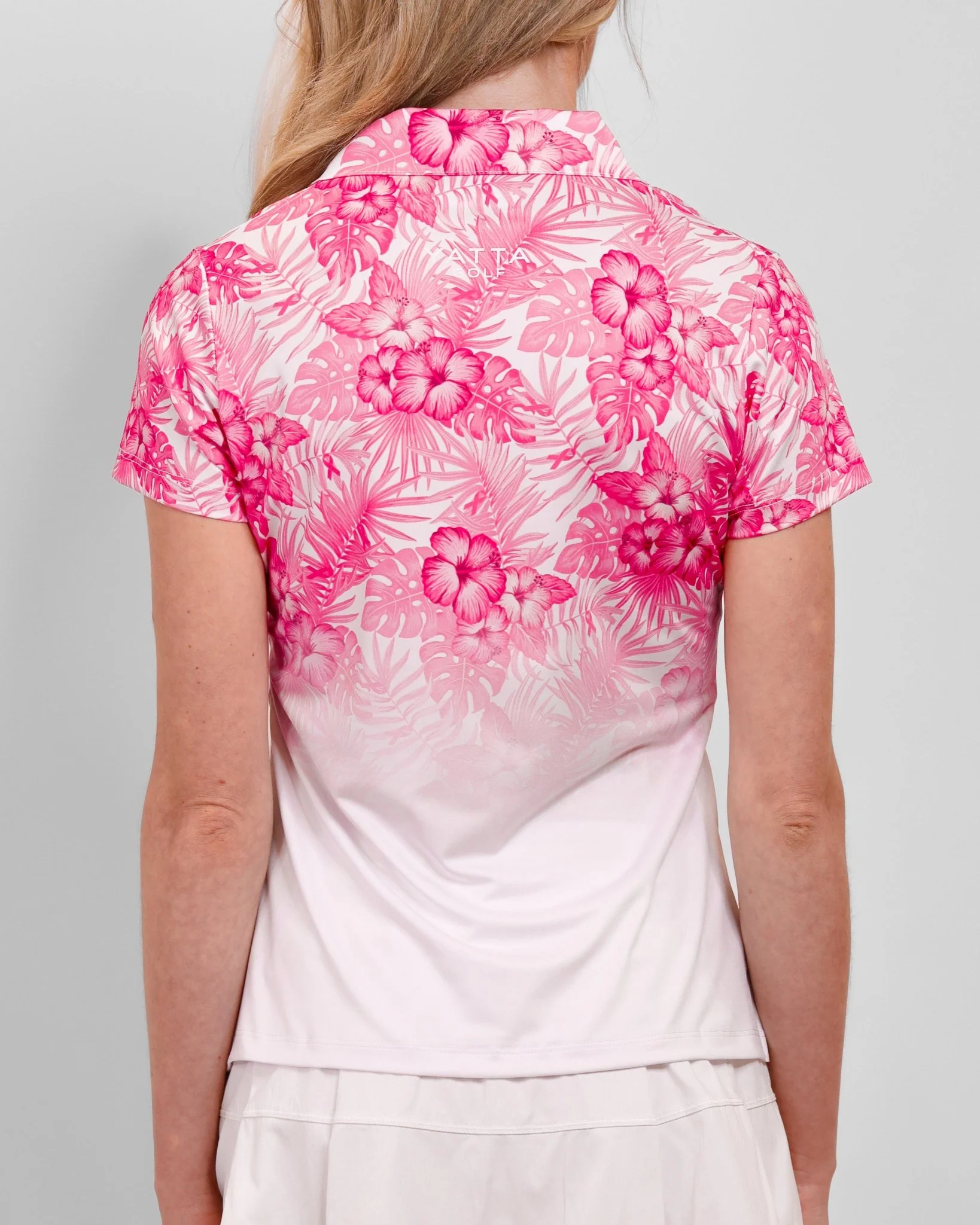 Hibiscus Fade Women's Golf Polo. LIMITED EDITION. - Image 3
